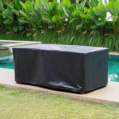 Cambridge Casual Arie Teak Outdoor Deck Storage Box Include Free Water Resistant Furniture Cover – 130 Gallon Wooden Patio Storage Box