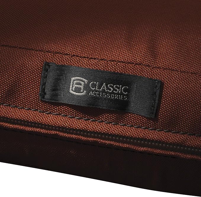 Classic Accessories Ravenna Water-Resistant 25 x 25 x 5 Inch Square Patio Seat Cushion Slip Cover & Foam, Spice, Lounge Chair Cushion