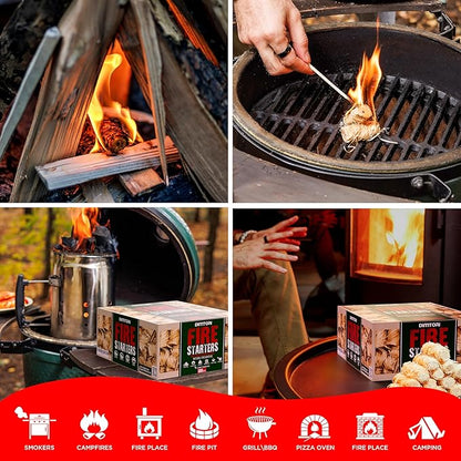 300 pcs Fire Starter - Natural Fire Starters for Campfires, Fire Pit, Pizza Oven, Fireplace, Smoker, BBQ, Pellet Stove & Wood - Fire Starters for Grill, Charcoal Starter