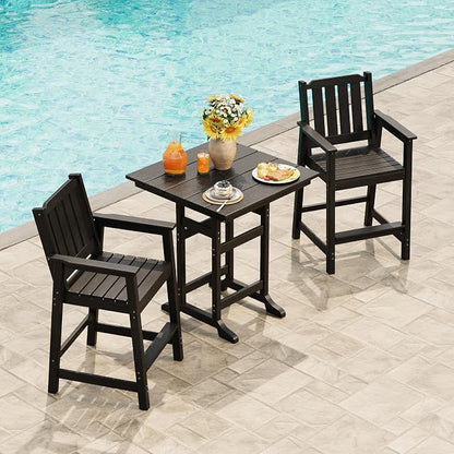 Garvee Outdoor Patio Bar Height Chair Set of 2, All-Weather HDPE Bar Height Barstools Widened Chair Set, Adirondack Chairs Set with Widened Armrests for Garden, Poolside, Bistro