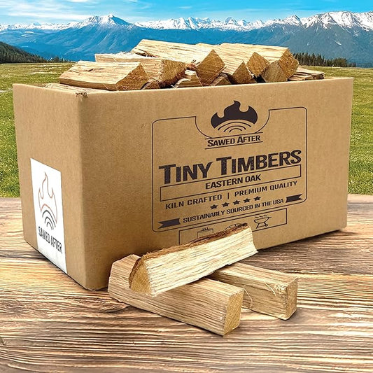 The Tiny Timbers USDA Grade Kiln Dried Hardwood for Table Top Fire Pit and Pizza Oven | Compatible with Solo Stove Mesa & Mesa XL | 5" Splits | USA Sourced | 6 lb. | 400+ cu. in. | Eastern Oak
