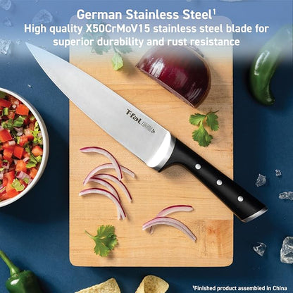 T-fal Ice Force Kitchen Scissors, German Stainless Steel, 6 in | Ice-hardening technology, Ergonomic soft-grip handles, Cuts meat, poultry, herbs, and packaging, X50CrMoV15 steel