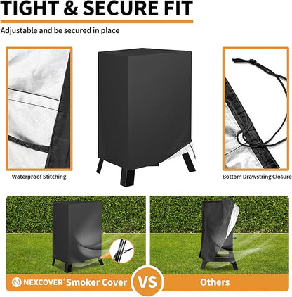NEXCOVER Electric Smoker Cover 30 Inch - BBQ Grill Cover for Masterbuilt Smokers, Waterproof Barbecue Cover, 18.5" W x 17.5" D x 33" H, Outdoor Vertical Smoker Cover for Cuisinart, Dyna-glo.