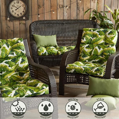 Greendale Home Fashions Outdoor 44x22-inch High Back Chair Cushions (Set of 2), Tropical White