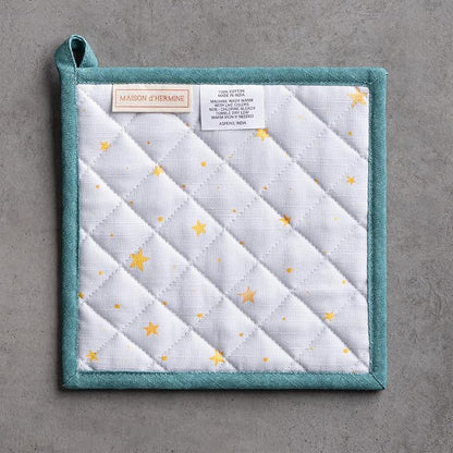 Maison d' Hermine Pot Holders 100% Cotton Potholders (8" x 8", Pack of 2) | Heat Resistant Hot Pads with Loop BBQ Cooking Baking Hotel Kitchen Handling Hot Pans Thanksgiving Christmas - Neige de Noel