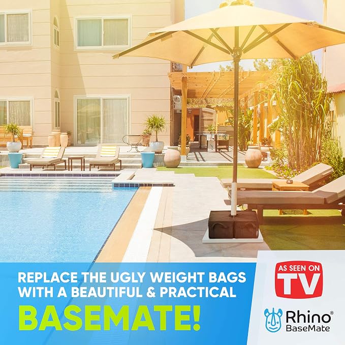 Rhino BaseMate 18" Umbrella Base Weight – Fits Offset, Cantilever & Outdoor Patio Umbrellas – Detachable Design – Black – Easy Setup