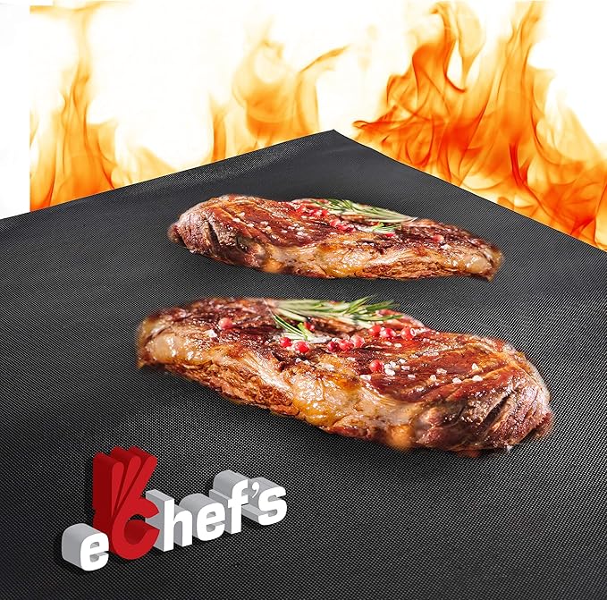 BBQ Grill Mat, Baking Mat - 100% Food-Safe - 2 Pack – 15.75x13 Inches | Non-Stick | 0.39mm Thick Heavy Duty Grill Accessory For Heat up to 600 Degrees – Reusable - Dishwasher Safe - PFOA Free