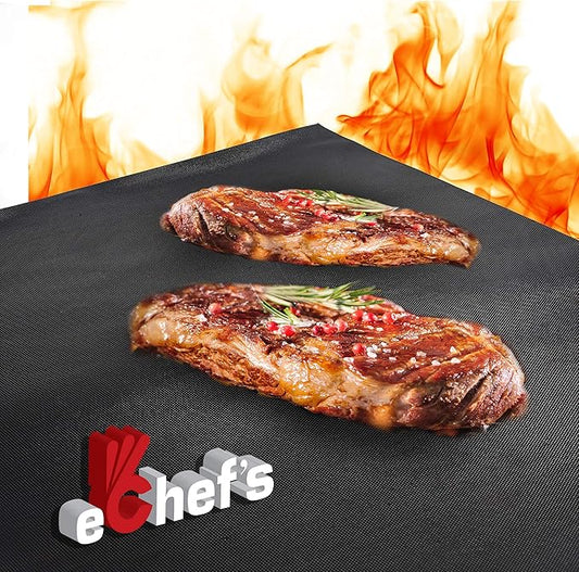 BBQ Grill Mat, Baking Mat - 100% Food-Safe - 2 Pack – 15.75x13 Inches | Non-Stick | 0.39mm Thick Heavy Duty Grill Accessory For Heat up to 600 Degrees – Reusable - Dishwasher Safe - PFOA Free