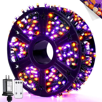 JMEXSUSS 400 LED Orange and Purple Halloween Lights Outdoor Indoor | 132ft Halloween String Lights Plug in, Remote Control Halloween Tree Lights for Yard Tree Porch House Halloween Decorations
