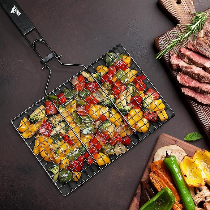 UNCO Stainless Steel Fish & Veg Grill Basket - Black