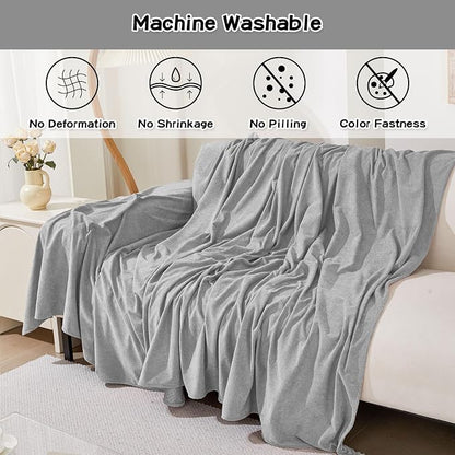 MEETSKY Couch Cover for 2 Cushion Sofa, Washable Cat Scratch Proof Sofa Covers Love Seat L Shape Soft Sectional Sofa Slipcover Furniture Protector for Dogs Pets Kids, 71" x 102", Light Grey