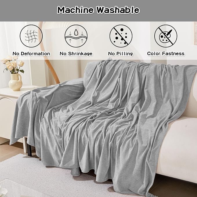 MEETSKY Sectional Couch Cover Washable, Oversized Sofa Cover for 3 Cushion Couch Sofa, Cat Scratch Proof Furniture Protector Covers Soft L Shape Sofa Covers for Dogs, 91" x 150", Light Grey