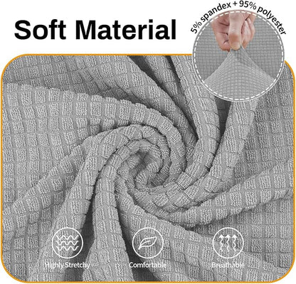 Asnomy Stretch Couch Covers Washable, loveseat Cover Slipcovers,Silver | 1-Piece Sofa Cover(55"-78") loveseat cover Furniture Protector Soft Jacquard,Non-Slip Elastic Bottom for Dogs & Kids