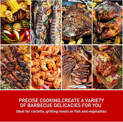 Electric Grill Outdoor BBQ, Techwood 15-Serving Indoor/Outdoor Electric Grill for Indoor & Outdoor Use, Double Layer Design, Portable Removable Stand Grill, 1600W (Stand Red BBQ Grills)