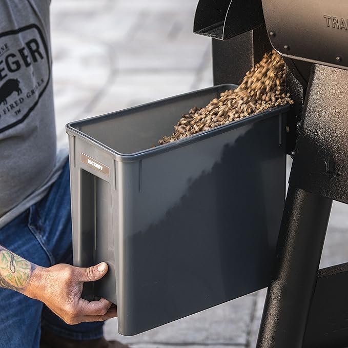 Cuisinart CGMT-300, 65” x 36, 65" x 36", Premium Deck and Patio Grill Mat, 65" x 35" & Traeger Pellet Grills BAC637 Stay Dry Pellet Bin, Wood Pellet Storage with Locking Lid, Black