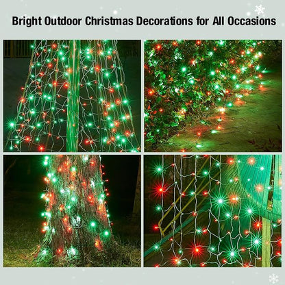 Led Red and Green Christmas Net Lights Outdoor Christmas Bushes Lights 120Led 6ftx5ft, Connectable Outdoor Indoor Mesh Net Lighting for Xmas Holiday, Garden, Lawn, Shrubs, Trees, Bushes Decorations