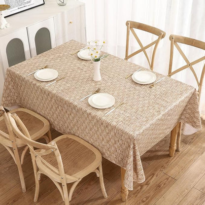 Walrus Heavy Duty Vinyl Tablecloth with Flannel Backing Waterproof Oil-Proof Plastic Table Cloth Stain-Resistant Wipeable Rectangle or Square Table Cover for Indoor and Outdoor (Weave, 60X102 Inch)