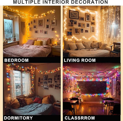 Dazzle Bright Color Changing Christmas Lights, 66FT 200LED Warm White & Multi-Colored Waterproof String Lights with Remote 11 Modes, Christmas Decorations for Outdoor Indoor Tree Party Garden Holiday