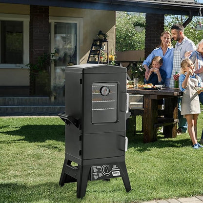 Large Vertical Propane Smoker Grill 4-Rack Outdoor Gas BBQ Smoker with Temperature Control, Heavy Duty Design & Weather-Resistant Cover for Meat, Fish, Ribs