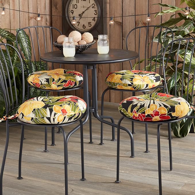 Greendale Home Fashions Aloha Outdoor 15-inch Bistro Seat Cushion, Set of 4