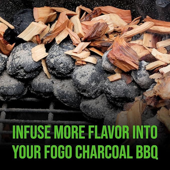 FOGO Apple Wood Chips for Grilling and Smoking, Mild Fruity BBQ Flavor for Charcoal and Gas Grills, Made in USA, 1.4 lb Bag, 6-Pack
