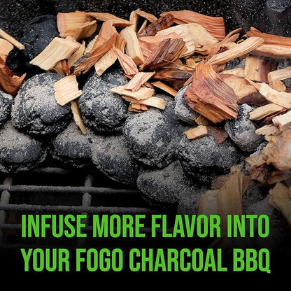FOGO Apple Wood Chips for Grilling and Smoking, Mild Fruity BBQ Flavor for Charcoal and Gas Grills, Made in USA, 1.4 lb Bag, 6-Pack