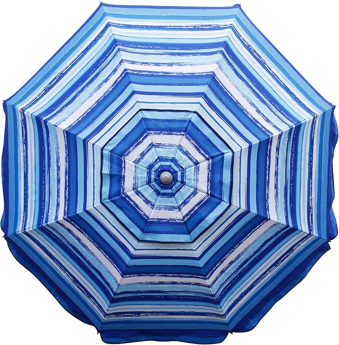 Blissun 7.2' Beach Umbrella with Sand Anchor, Outdoor Portable Beach Umbrella for Sand with Tilt Pole, Carry Bag, Air Vent
