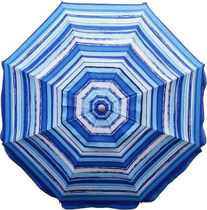Blissun 7.2' Beach Umbrella with Sand Anchor, Outdoor Portable Beach Umbrella for Sand with Tilt Pole, Carry Bag, Air Vent