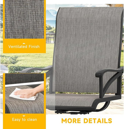 DWVO 10 Set Outdoor Swivel Chairs, Premium Patio Swivel Chairs with High Back & Heavy Duty Frame, All Weather Outdoor Swivel Chairs Set of 10 for Porch Lawn Patio, Gray