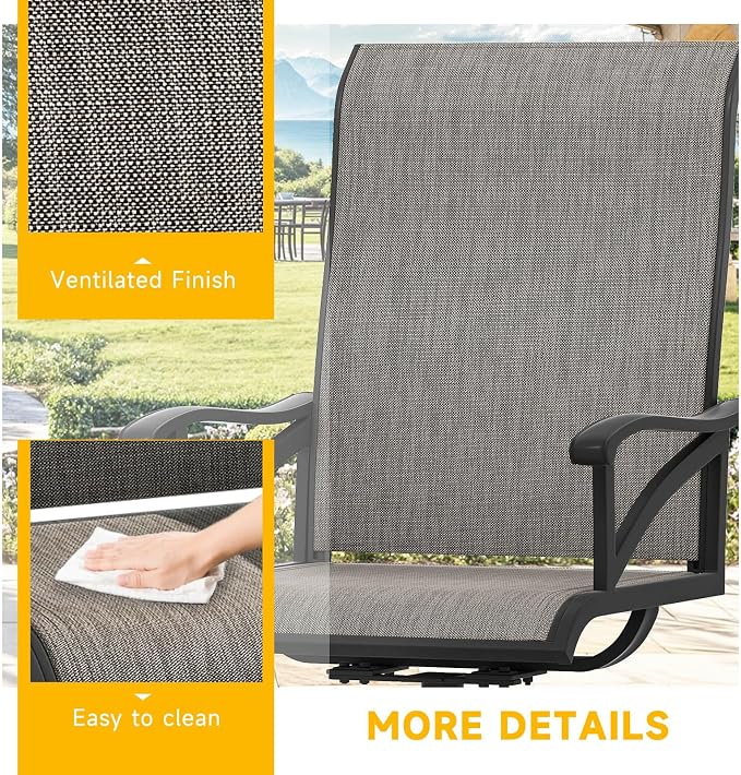 DWVO Swivel Patio Chairs Set of 10, Premium Outdoor Swivel Chairs with High Back Support & Weather-Resistant Fabric, Heavy Duty Patio Swivel Chair for Porch Garden Deck, 360 Degree Rotation, Brown