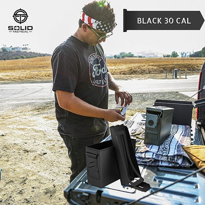 Lockable Metal Ammo Storage Box - Military & Army Steel Ammo Can for Ammunition Storage - Waterproof Ammo Crate Utility Box