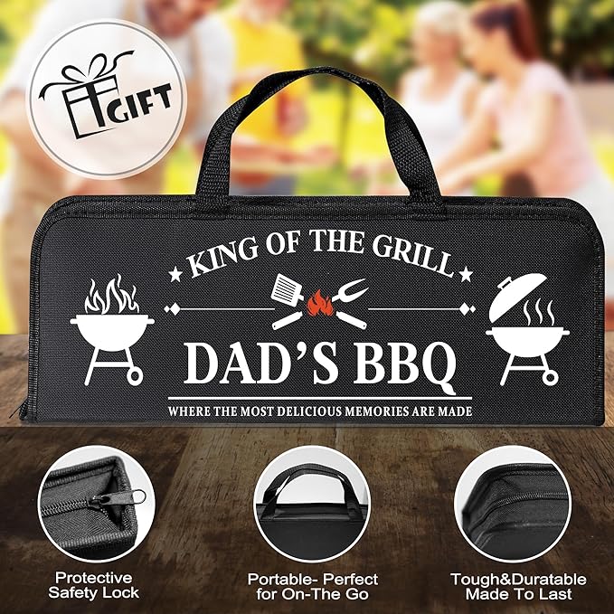 Dad Gifts from Daughter, Dad Grilling Accessories Gift for Birthday Valentines Day, Heavy Duty Stainless Steel BBQ Grill Tools for Outdoor Grill with Aluminum Case, Grill Utensils Set for Fathers Day