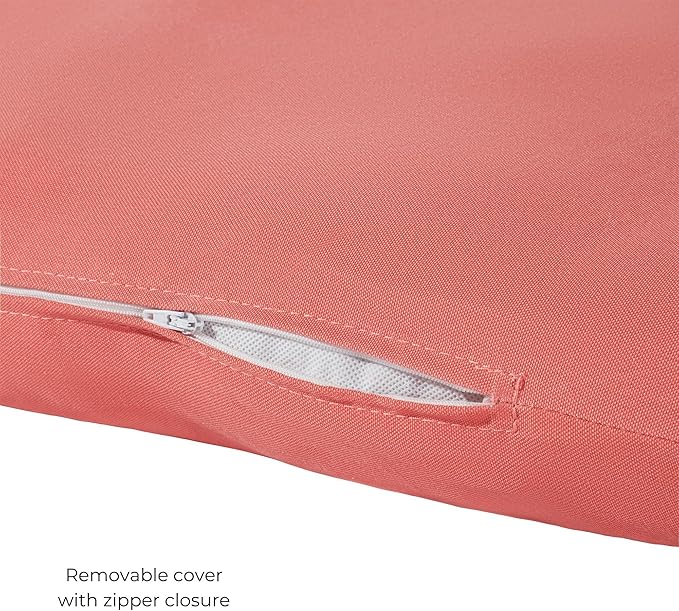 Modern Outdoor Chaise Lounge Cushion with Ties – Durable Polyester Fabric, Channel-Filled Polyfiber Insert, Removable Zippered Cover, Coral