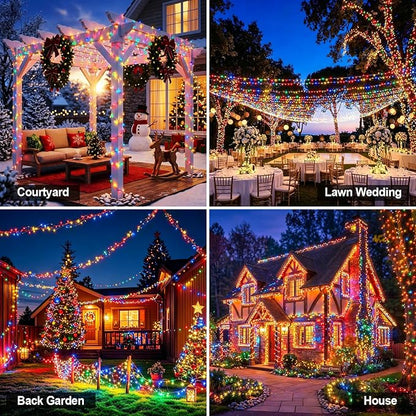 Solar String Lights 2 Pack Total 66FT 200LED Solar Fairy Lights Outdoor Waterproof 8 Lighting Modes Twinkle Lights for Patio, Garden Yard Party Wedding Tree Christmas Halloween Decoration, Multicolor
