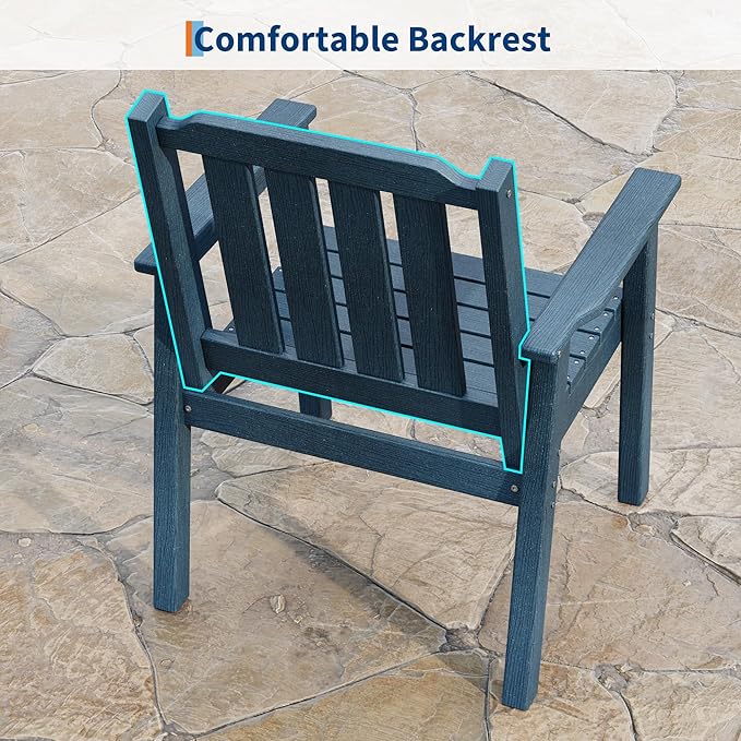 Garvee Outdoor Patio Dining Chairs Set of 4, Outdoor HDPE Garden Dining Chairs, Sturdy Frame, Waterproof, All-Weather for Backyard, Poolside, Porch, Deck, Navy Blue