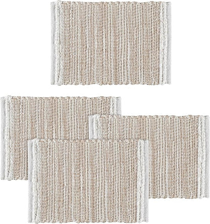 Hausattire Woven Table Placemats Set of 4 - Natural, Jute Boho Outdoor Table Mats for Kitchen Dining Coffee Table | Easy Clean Farmhouse Easter Placemat for Wedding,Party, Restaurants - 13x19 Inches