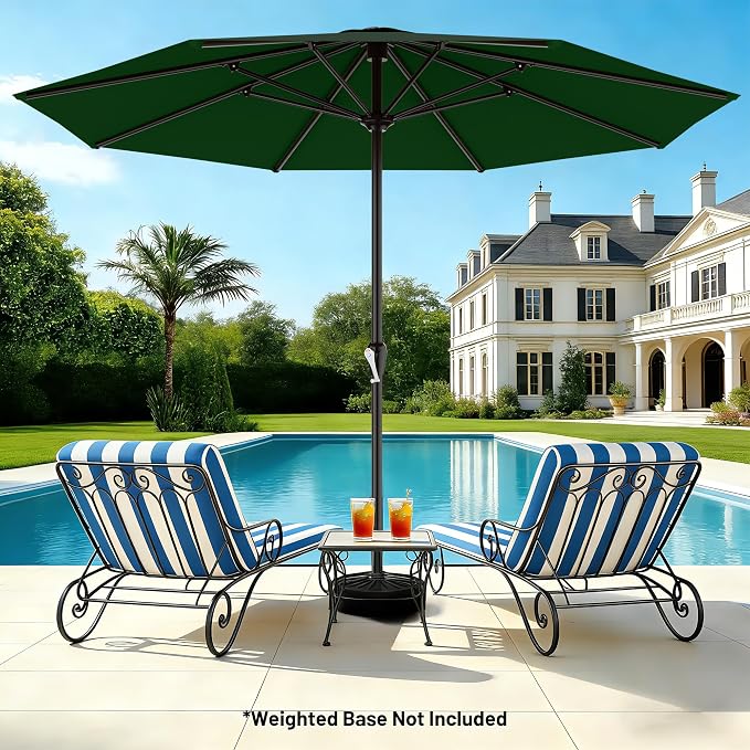 AreShark 12 FT Patio Umbrella for Outdoor, Outdoor Table Umbrella with Crank, Outdoor Patio Umbrellas with 8 Sturdy Ribs, Patio Umbrellas for Market, Garden, Pool (Dark Green)