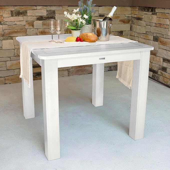 highwood AD-CNA44-WHE Hamilton 5 Piece Square Counter Height Dining Set, White