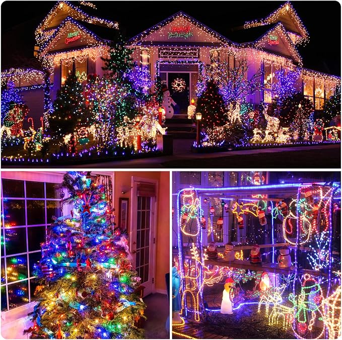 262FT 800 LED Christmas String Lights, Christmas Lights | Plug 8 Modes Memory Function with Timer, UL Certified Outdoor Indoor Fairy Light Christmas Tree, Patio, Party (Multicolor)