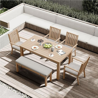 FansaFurn All-Weather Aluminum Outdoor Dining Table, Modern Rectangle Patio Dining Table for Balcony Garden, Brown