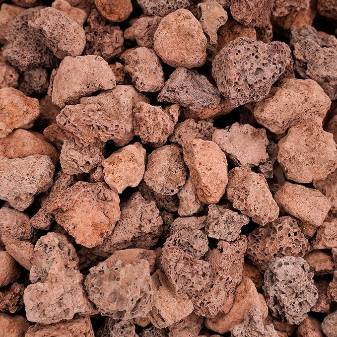 onlyfire Red Lava Rock 10 Pounds Volcanic Lava Stones for Indoor Outdoor Fire Pits Fireplaces Gas Grill and Landscaping, 0.4-0.8 Inch