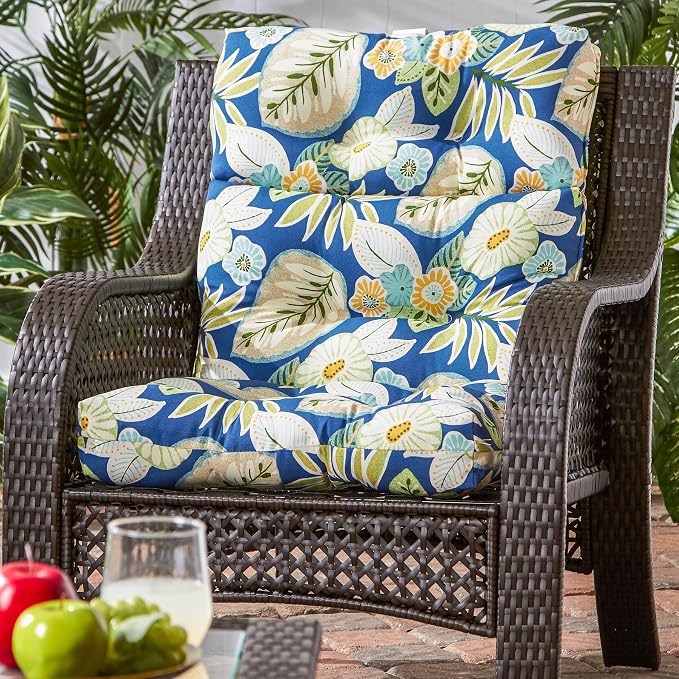 Greendale Home Fashions Magnolia Floral 44'' x 22'' Outdoor High Back Chair Cushion