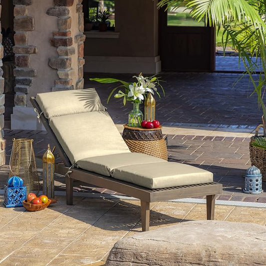 Arden Outdoor Chaise Cushion, 21 in x 72 in, Weather-Proof, Rain-Proof, Fade Resistant Patio Cushion for Chaise Lounger Tan Leala | Lounge Cushion, Weather-Proof, Rain-Proof, Fade Resistant for Chaise Lounger, Mold and Mildew Resistant