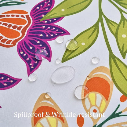 60 Inch Outdoor Round Tablecloth with Umbrella Hole and Zipper, Spillproof Wrinkler-Free Paisley Patio Table Cover for Spring Summer Backyard Party BBQ Decor