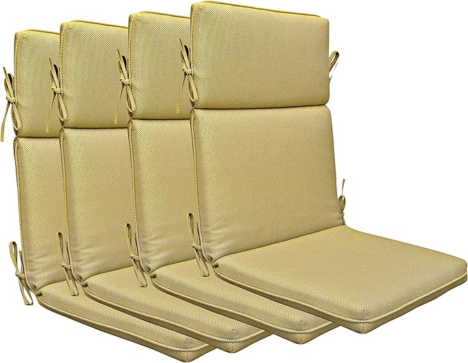 Indoor Outdoor High Back Chair Cushions Replacement Patio Chair Seat Cushions Set of 4 (Mixed Yellow/Grey)