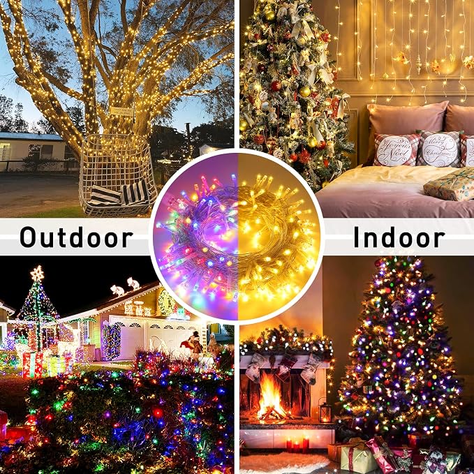 JMEXSUSS 200 LED Warm White & Multicolor Color Changing String Lights | 66ft String Lights Indoor Outdoor, Plug in, Connectable, Christmas Lights with Remote for Trees Xmas Party Decor