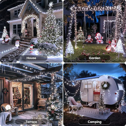 JMEXSUSS 800 LED White Christmas Lights, Plug in Christmas Tree Lights | 272ft, 8 Modes, Remote Control, Green Wire, Waterproof Led Christmas String Lights Outdoor for Indoor Xmas Party Tree Decor