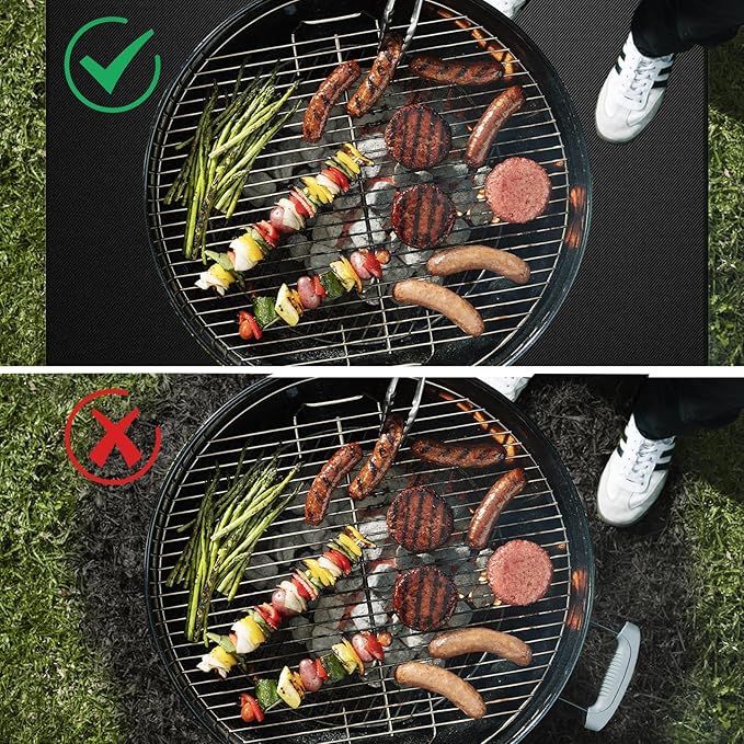 RONGTAI 36" x 48" Heat Resistant Under Grill Mats, Fireproof Waterproof Deck Patio Protector, Reusable Oil-Proof Square BBQ Mat for Outdoor Grill, Stove