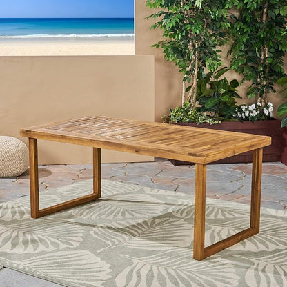 Christopher Knight Home Ann Outdoor 69" Acacia Wood Dining Table, Sandblast Natural Finish