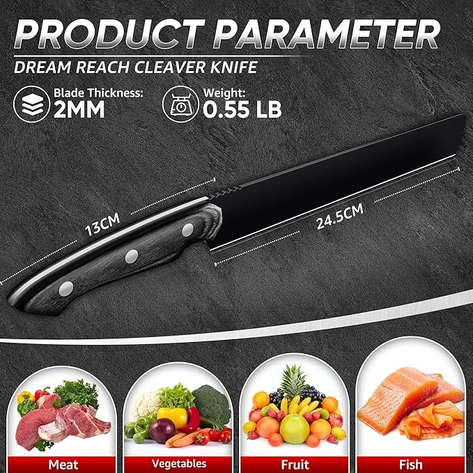 Dream Reach Brisket Carving Knife - Professional Ham Slicing Knife with Full Tang Handle for Kitchen BBQ Birthday Mother Father Gift Idea